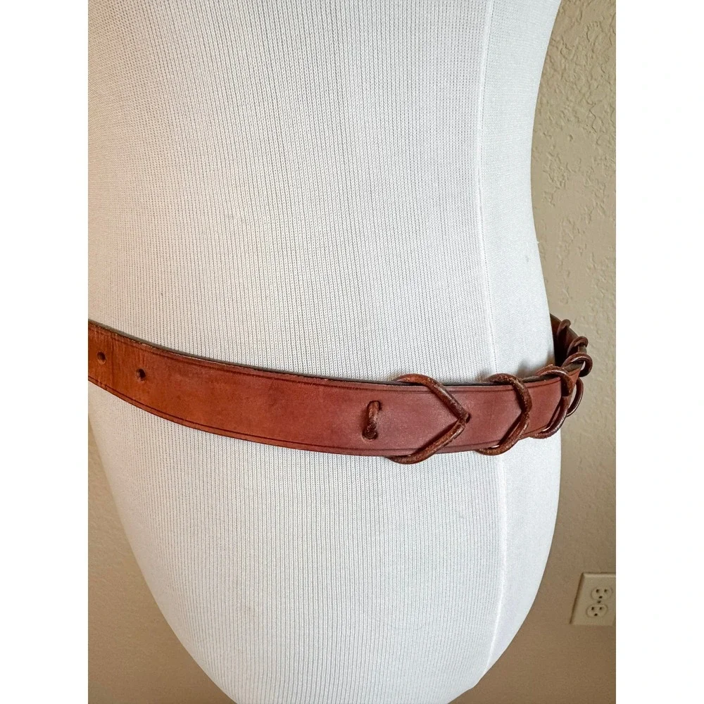 Vintage Dooney & Bourke Brown Leather Belt USA Brass Buckle Fits 33-37